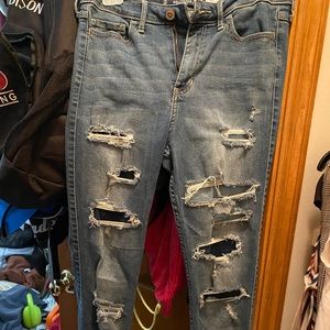 Hollister size 7R jeans.Rips are covered with another layer behind them.